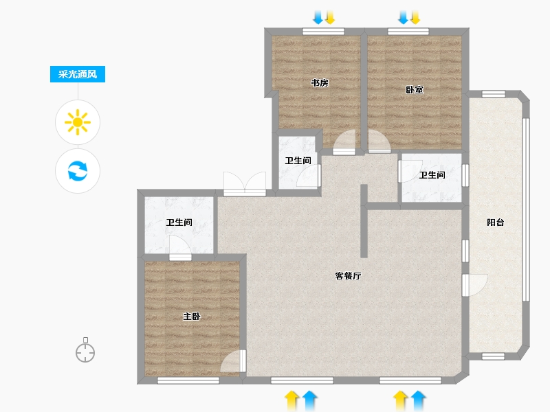 黑龙江省-哈尔滨市-外滩壹号院-120.06-户型库-采光通风