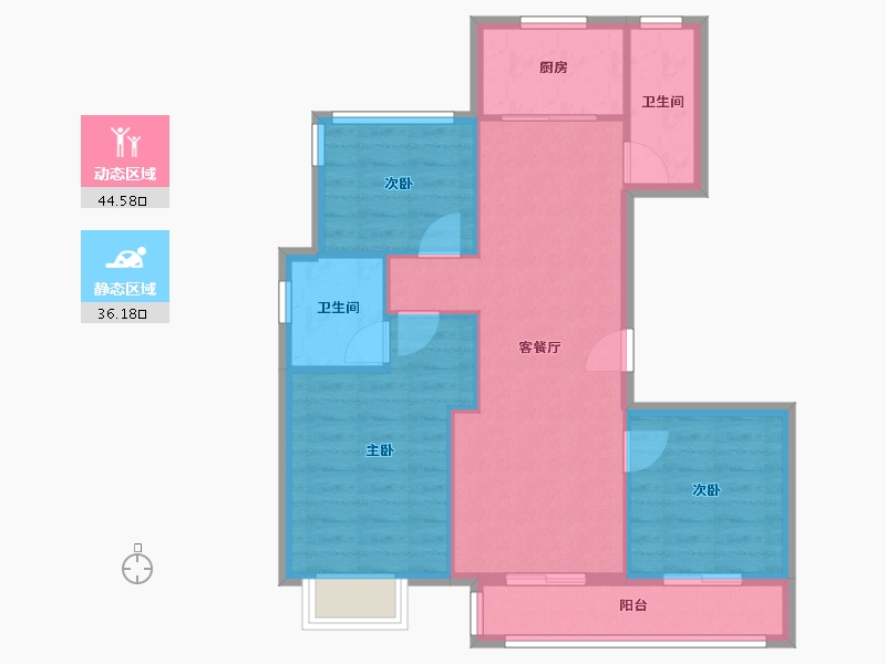 浙江省-宁波市-吉璟府二期-84.11-户型库-动静分区