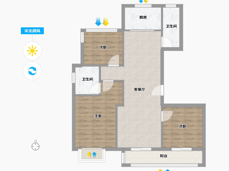 浙江省-宁波市-吉璟府二期-84.11-户型库-采光通风