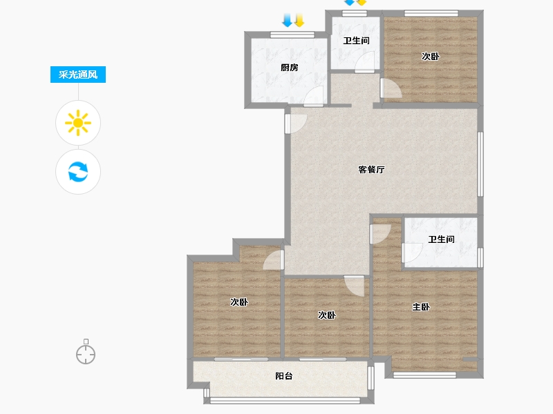 浙江省-温州市-南琛嘉园-128.00-户型库-采光通风