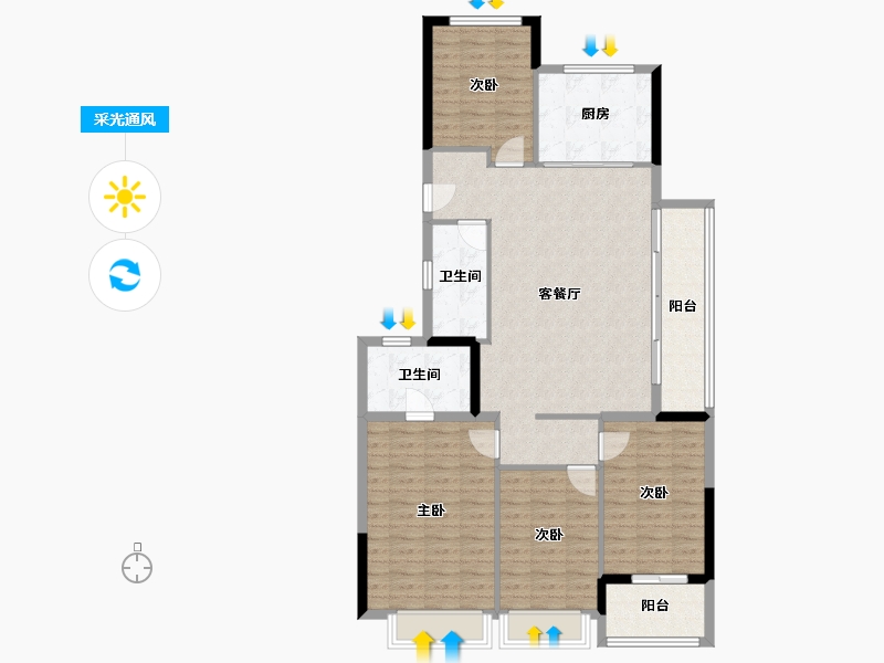 浙江省-杭州市-熙海棠-110.00-户型库-采光通风