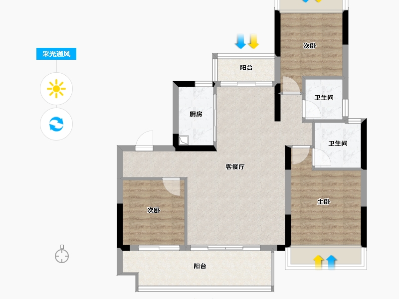 江西省-南昌市-江铃祥云学府-86.40-户型库-采光通风