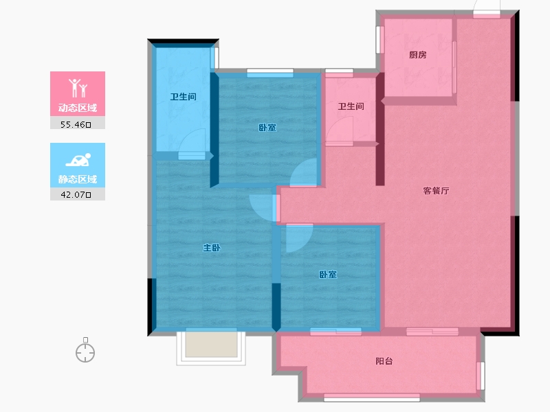 河南省-驻马店市-品盛公馆-86.63-户型库-动静分区