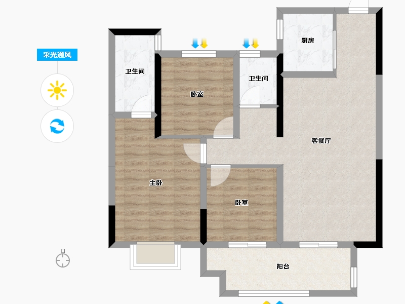 河南省-驻马店市-品盛公馆-86.63-户型库-采光通风