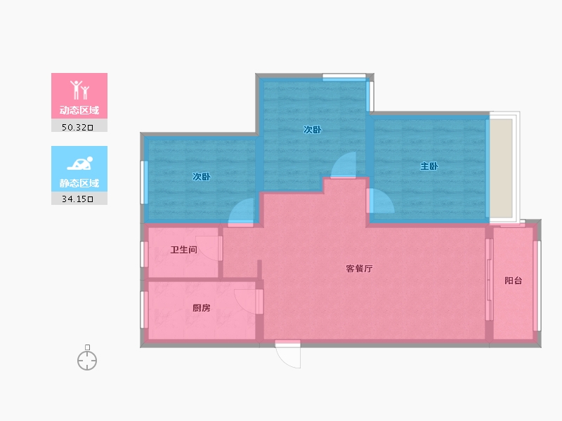 安徽省-淮北市-濉溪凤凰城-85.00-户型库-动静分区