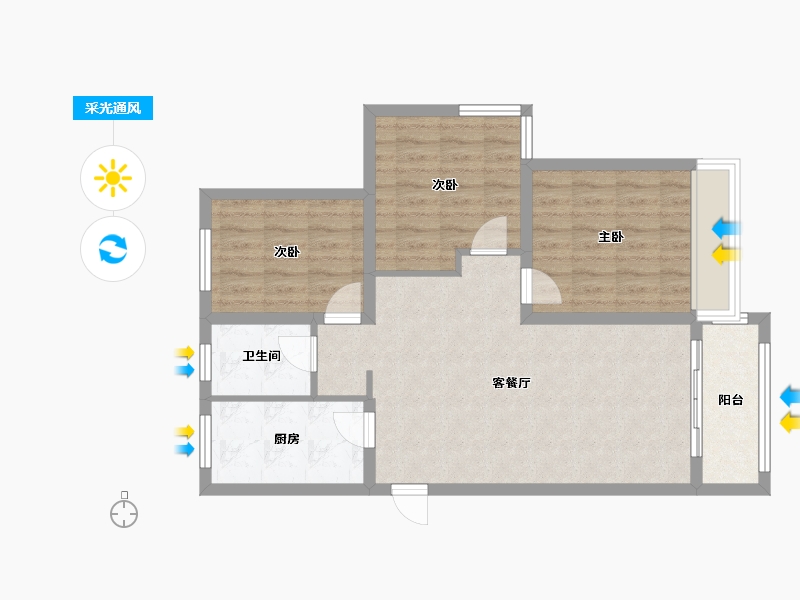 安徽省-淮北市-濉溪凤凰城-85.00-户型库-采光通风