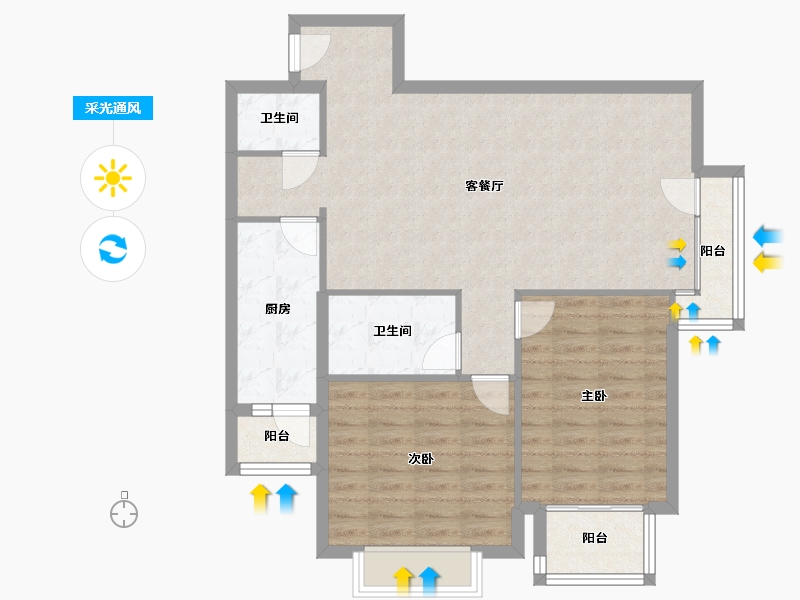 北京-北京市-泰中花园-89.37-户型库-采光通风