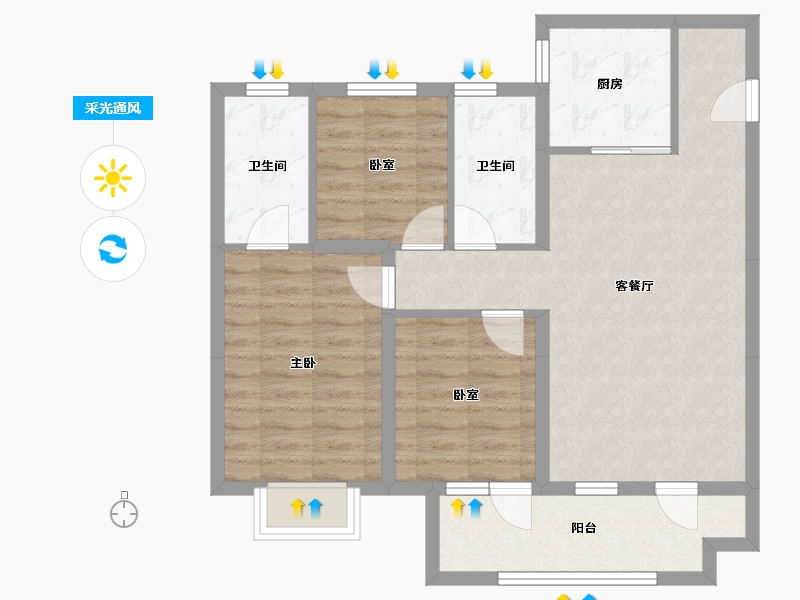 山东省-青岛市-金茂悦北七区-92.00-户型库-采光通风