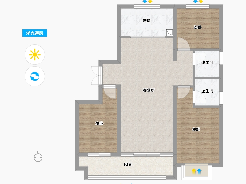 河北省-沧州市-盛世华府-86.57-户型库-采光通风