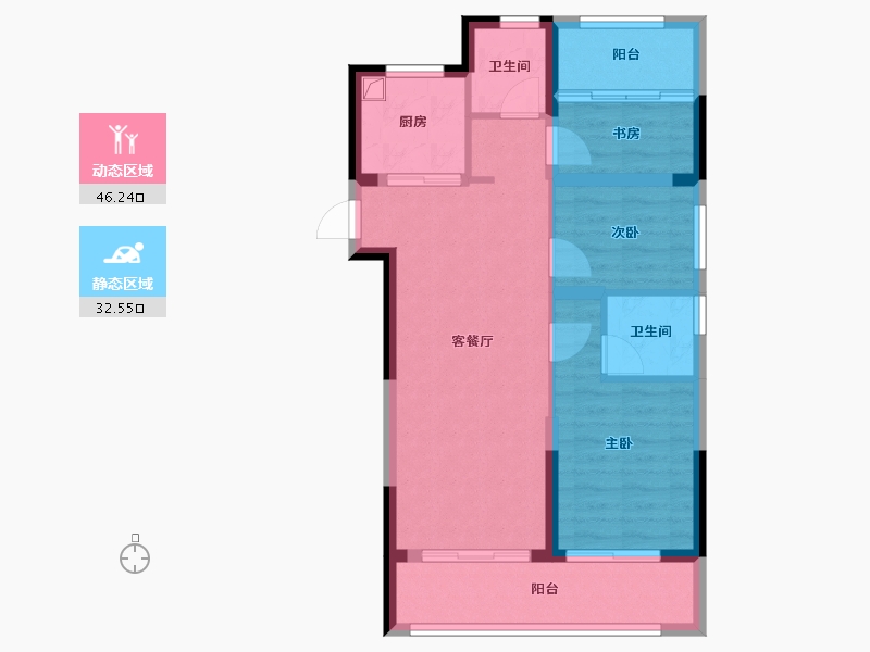 浙江省-温州市-翰林九境-69.12-户型库-动静分区