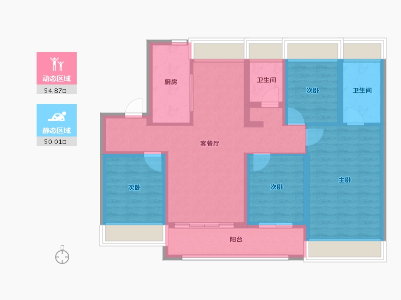 江苏省-南京市-绿洲·云湖十里院-92.95-户型库-动静分区