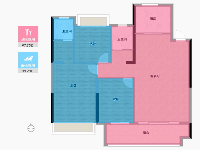 河南省-信阳市-申城明珠-106.40-户型库-动静分区