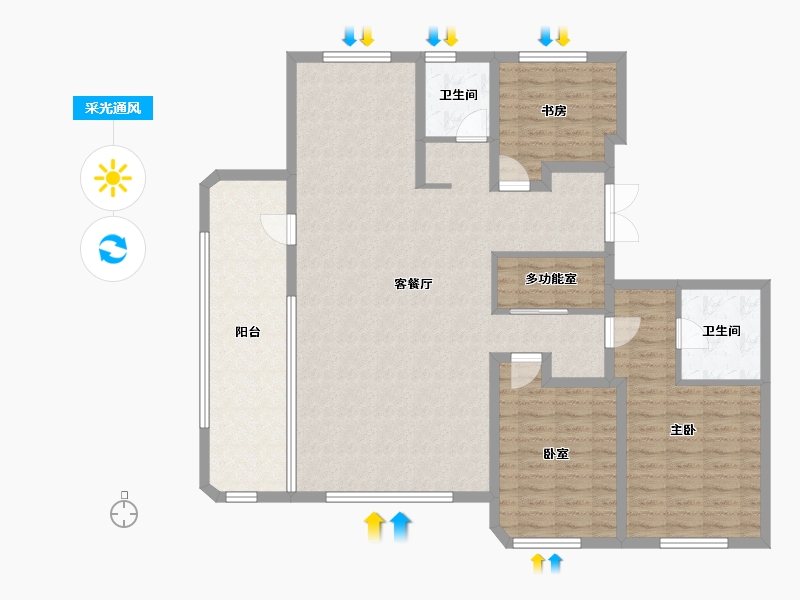 黑龙江省-哈尔滨市-外滩壹号院-128.09-户型库-采光通风