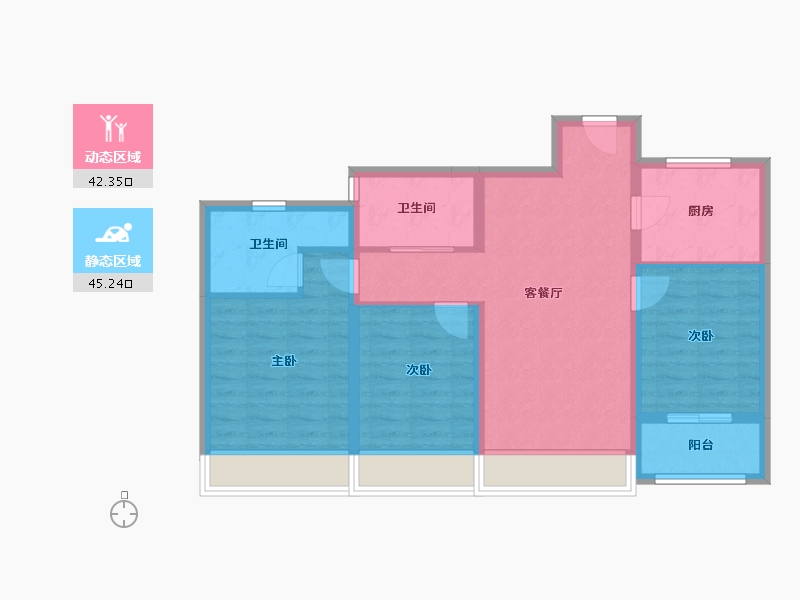 浙江省-杭州市-桂冠东方-94.30-户型库-动静分区