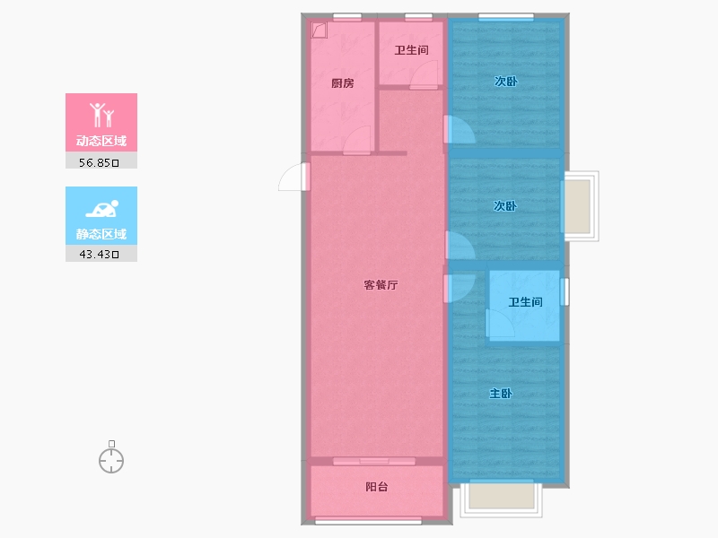 山西省-太原市-龙城苑-99.80-户型库-动静分区