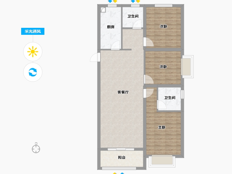 山西省-太原市-龙城苑-99.80-户型库-采光通风