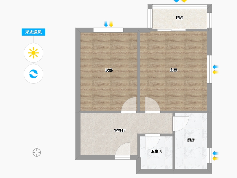 河北省-石家庄市-珍集嘉苑-54.40-户型库-采光通风