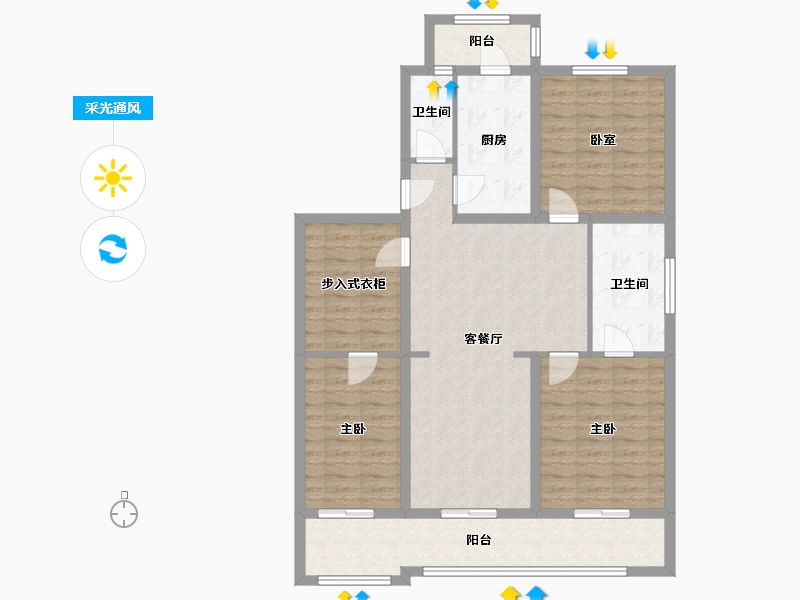 北京-北京市-于家园村-三区-109.08-户型库-采光通风