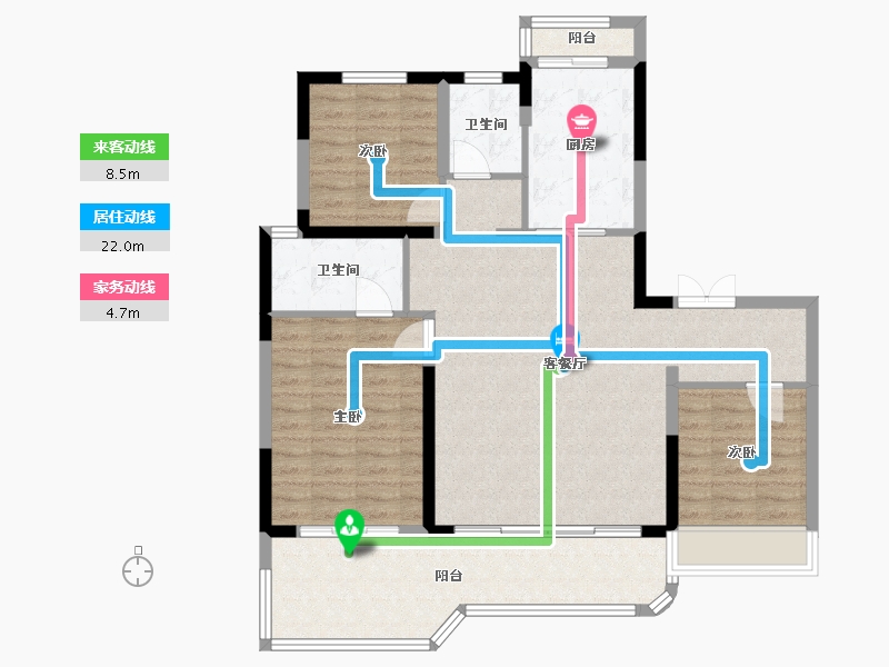 陕西省-西安市-华润润玺台-100.45-户型库-动静线