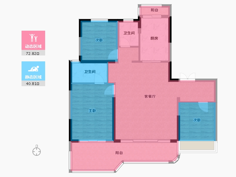 陕西省-西安市-华润润玺台-100.45-户型库-动静分区