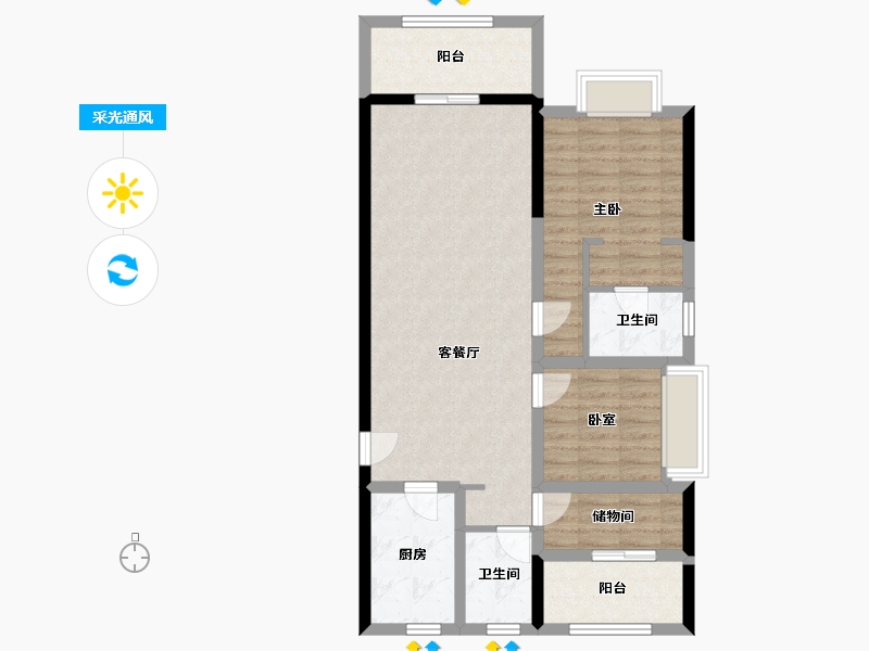 宁夏回族自治区-银川市-融创城学院里-92.00-户型库-采光通风