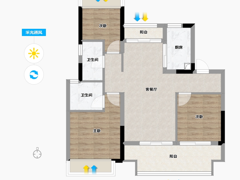 江西省-南昌市-江铃祥云学府-71.63-户型库-采光通风