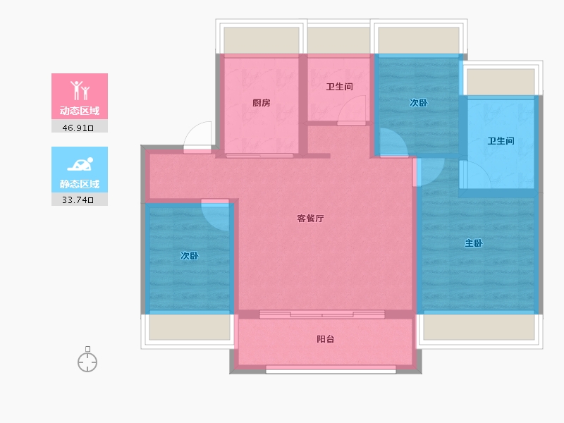 江苏省-南京市-绿洲·云湖十里院-71.19-户型库-动静分区