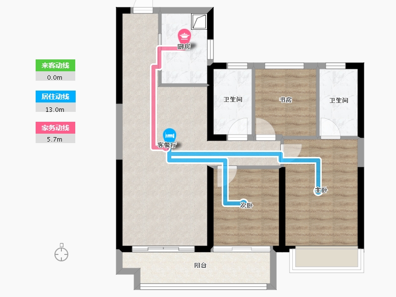 陕西省-西安市-观澜云筑-79.62-户型库-动静线