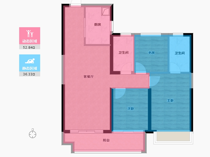 陕西省-西安市-观澜云筑-79.62-户型库-动静分区