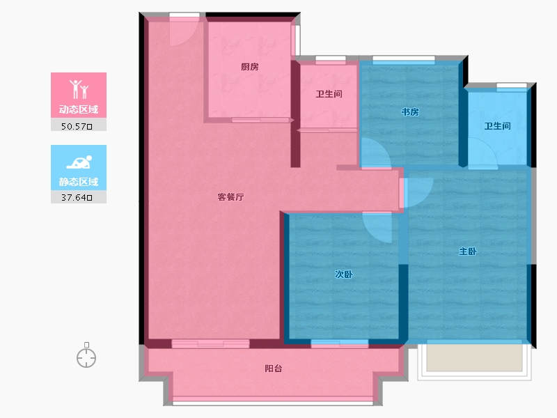 陕西省-咸阳市-绿城桂语天境-78.71-户型库-动静分区