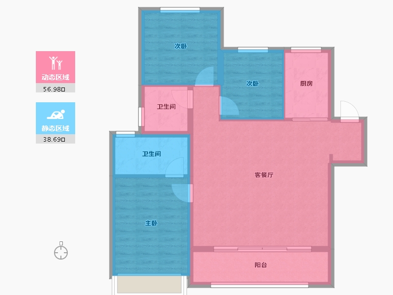 陕西省-西安市-地建嘉信臻城-86.51-户型库-动静分区