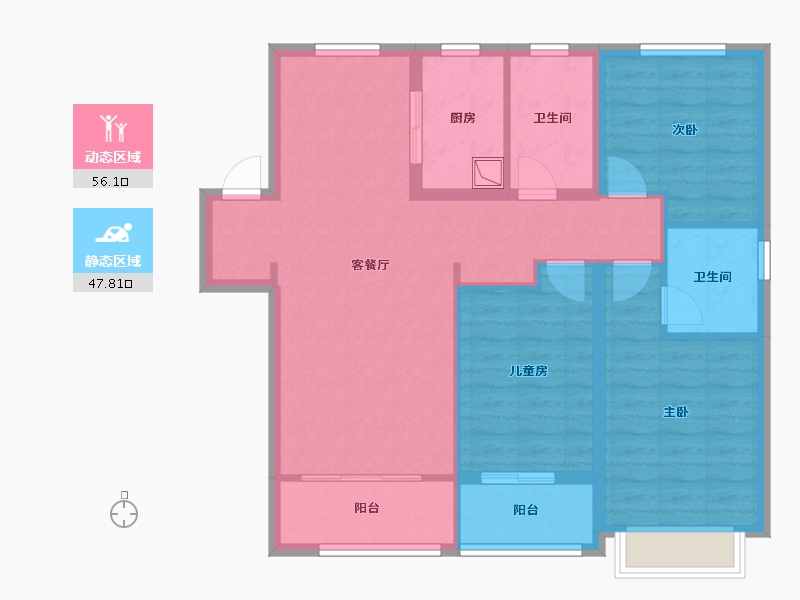 陕西省-西安市-地建嘉信臻城-92.97-户型库-动静分区