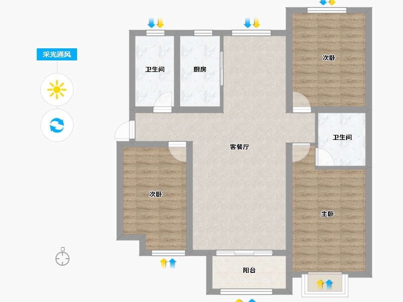 河北省-邢台市-传世福邸-96.00-户型库-采光通风