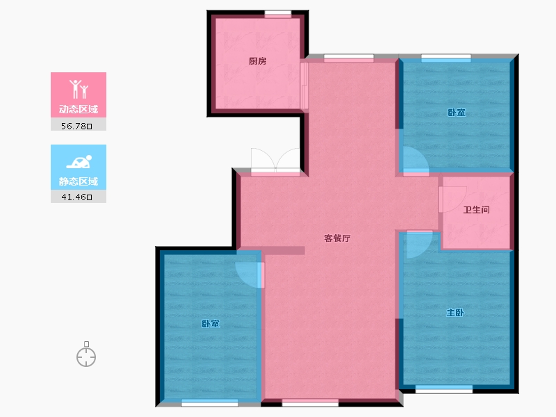 黑龙江省-哈尔滨市-桃源壹品-88.28-户型库-动静分区