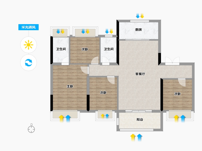 安徽省-合肥市-保利锦上-102.15-户型库-采光通风