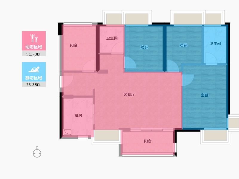 广东省-广州市-保利珑悦-76.76-户型库-动静分区