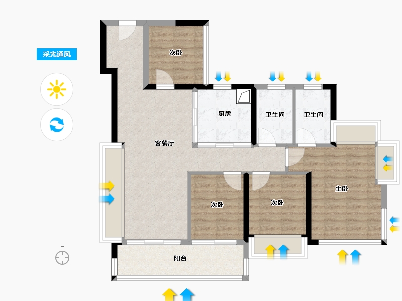 广东省-广州市-保利燕语堂悦-86.55-户型库-采光通风