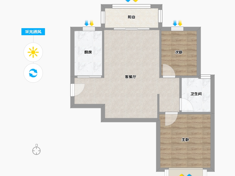 江苏省-南通市-恒大海上威尼斯-63.36-户型库-采光通风