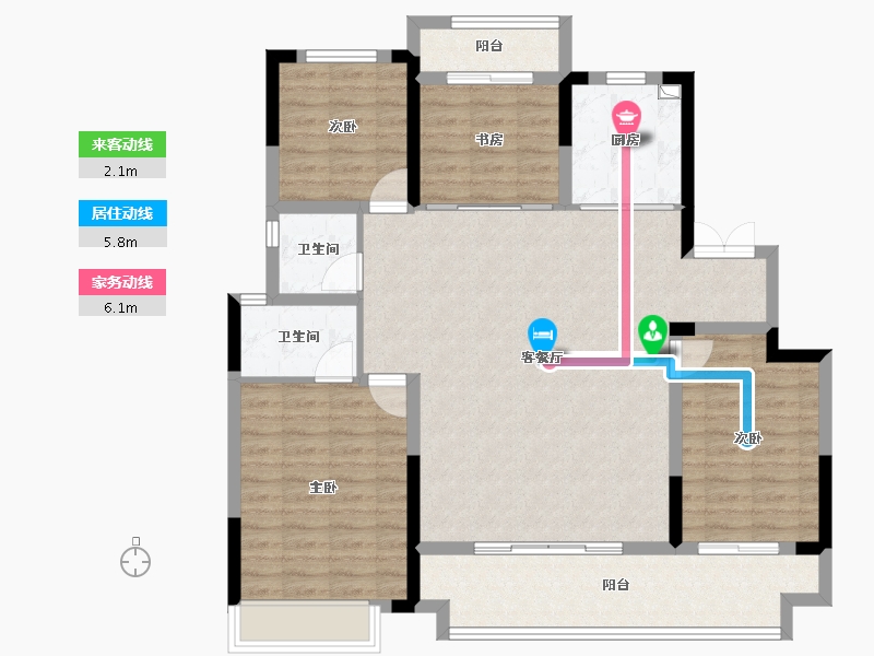 陕西省-安康市-中梁宸院-114.76-户型库-动静线