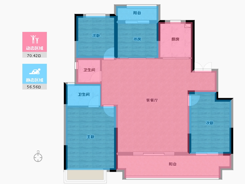 陕西省-安康市-中梁宸院-114.76-户型库-动静分区