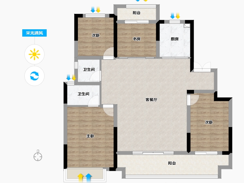 陕西省-安康市-中梁宸院-114.76-户型库-采光通风