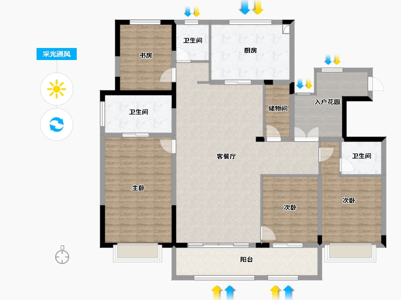 浙江省-宁波市-江翰府-169.16-户型库-采光通风