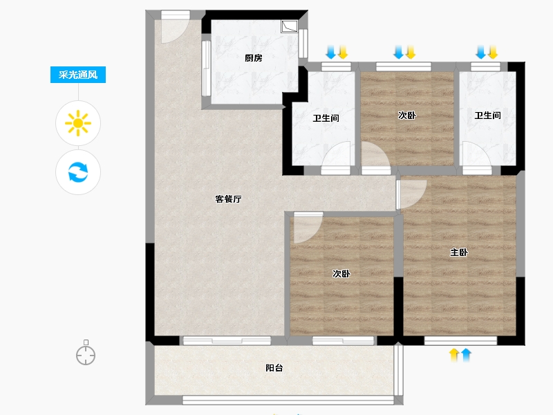 浙江省-宁波市-保利瑧誉-80.90-户型库-采光通风