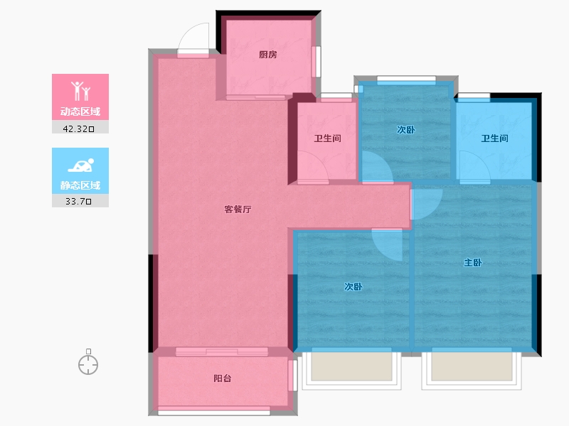 浙江省-温州市-华鸿·江澜天宸-68.06-户型库-动静分区