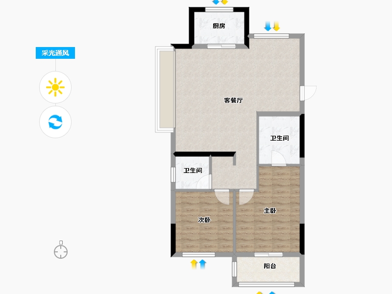 浙江省-湖州市-华锦云湖境-80.00-户型库-采光通风