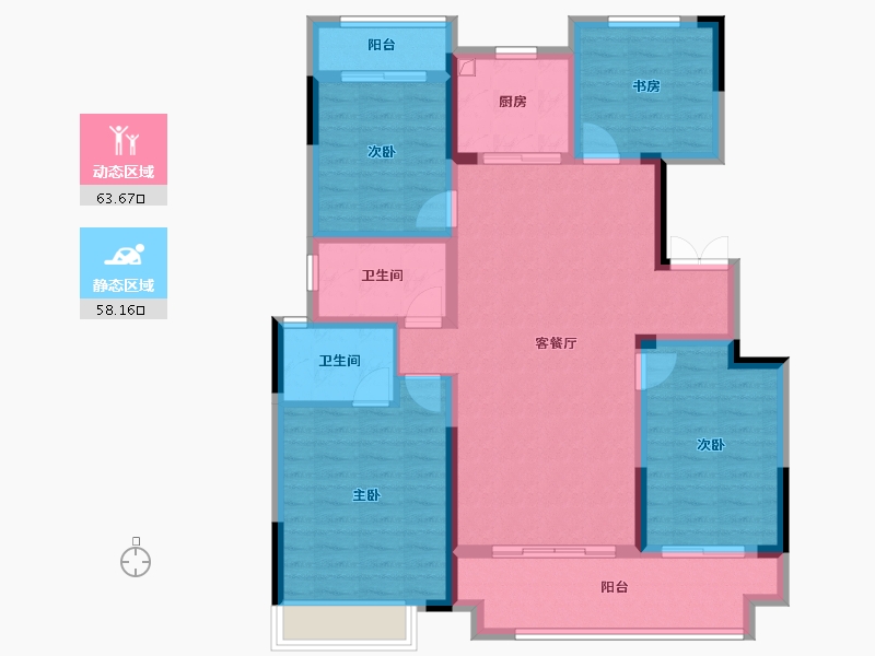 陕西省-安康市-中梁宸院-108.80-户型库-动静分区