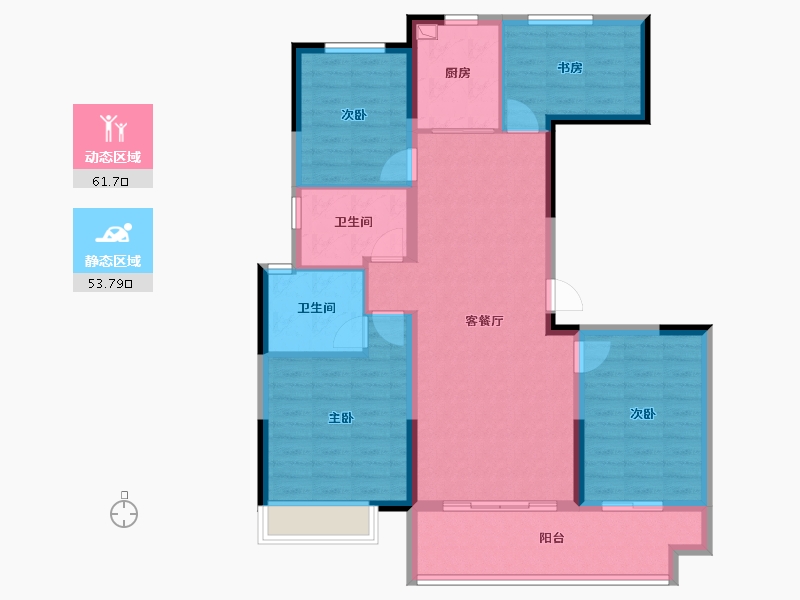 陕西省-安康市-中梁宸院-103.89-户型库-动静分区