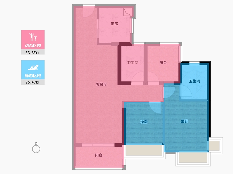 广东省-广州市-保利珑悦-69.75-户型库-动静分区