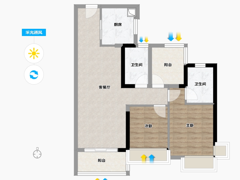 广东省-广州市-保利珑悦-69.75-户型库-采光通风