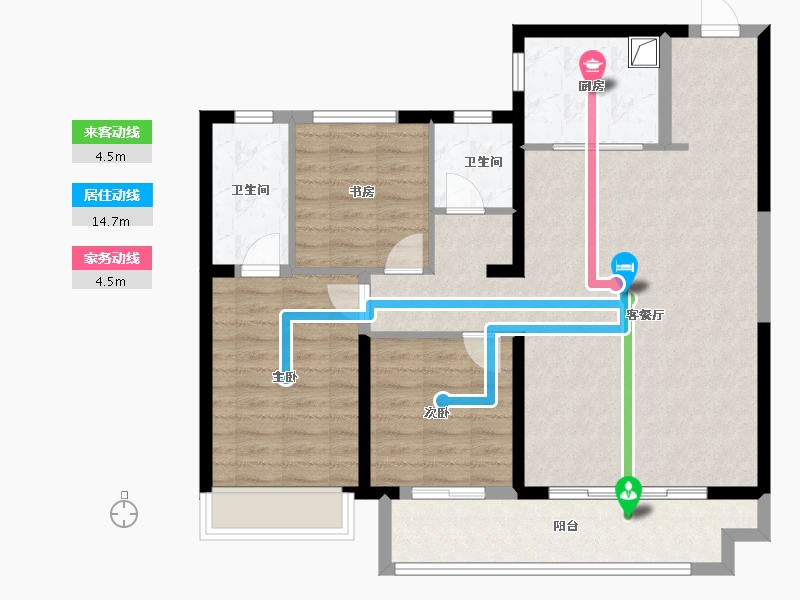 陕西省-西安市-观澜云筑-99.85-户型库-动静线